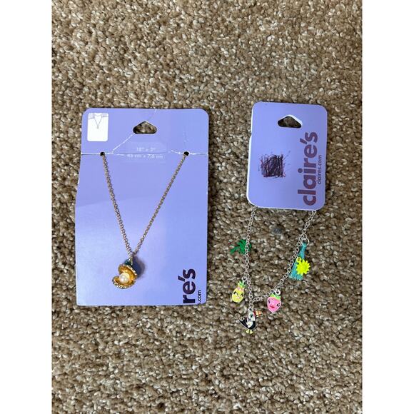 Claire’s new necklace & bracelet seashell summer beach-silver pink green - Picture 1 of 3